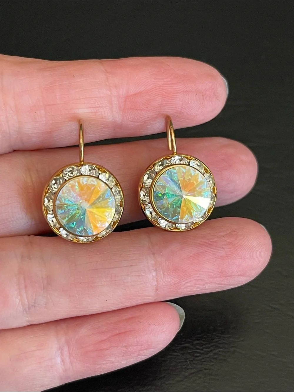 Gold-Tone Aurora Crystal Drop Earrings - Iridescent.